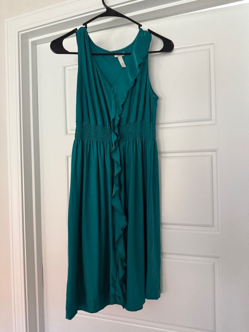 Soma Teal Ruffle-Front Midi Dress